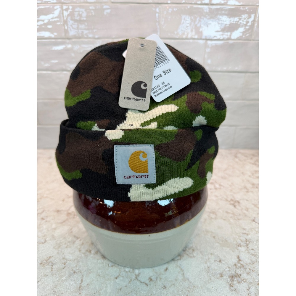 Carhartt Madison Logo Cap Beanie Camo Knit Cuffed Hat One Size New